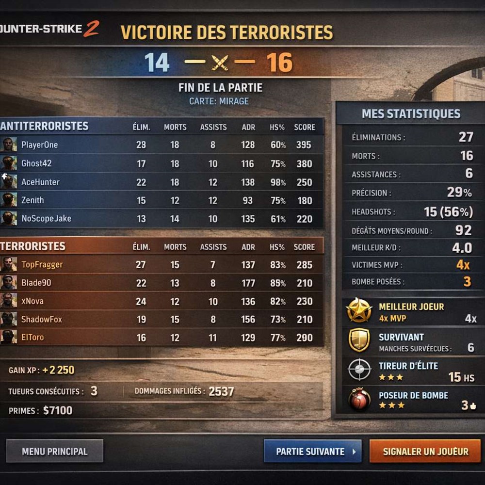 Les statistiques dans Counter-Strike 2 : pourquoi elles sont devenues l'outil incontournable des fans