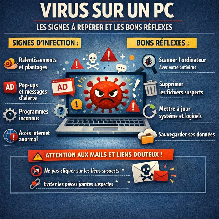 Virus sur un PC : les signes à repérer et les bons réflexes