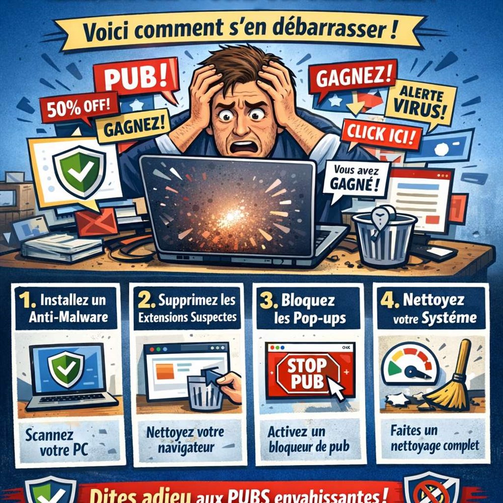 Des publicités s'affichent sans arrêt sur l'ordinateur : comment s'en débarrasser